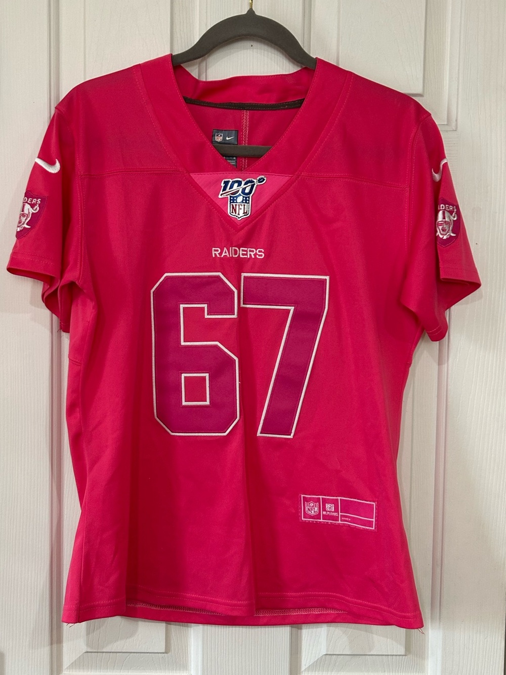 NFL Women's Raiders Pink #67 Jersey